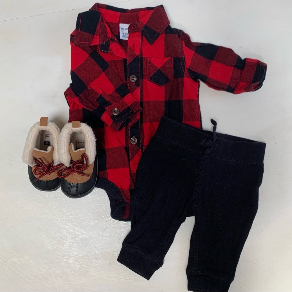 Buffalo Check Outfit with Matching Duck Boots